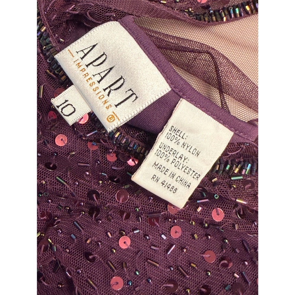 Apart Impressions Womens Purple Beaded Sequin Sheer Tank Top‎ Size 10 Whimsigoth - Picture 3 of 3